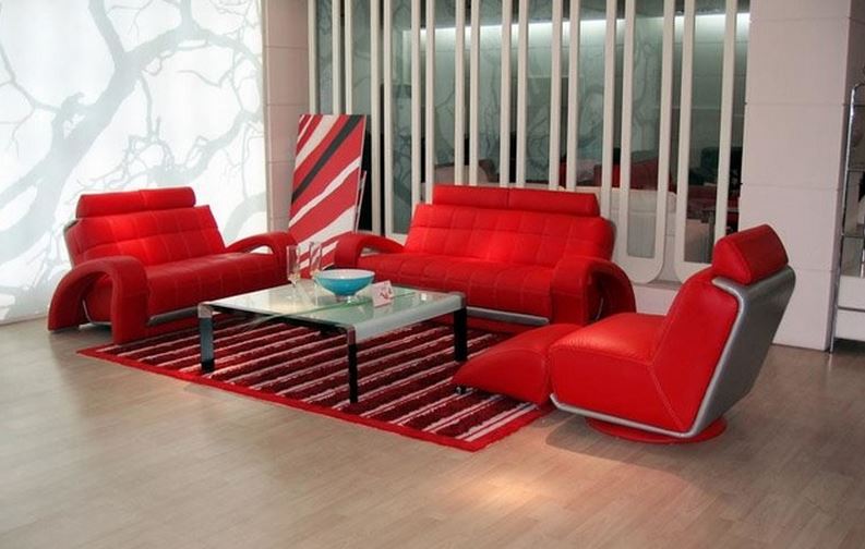 decoration salon avec canapé rouge