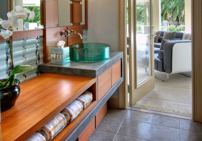 meuble salle de bain vasque verre