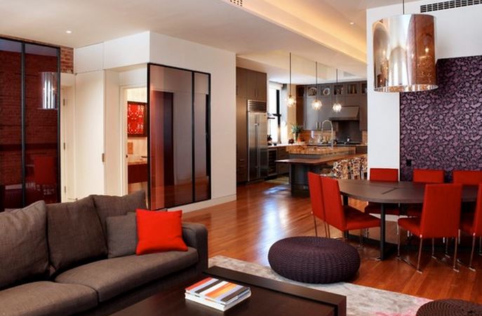 salle a manger rouge et noire