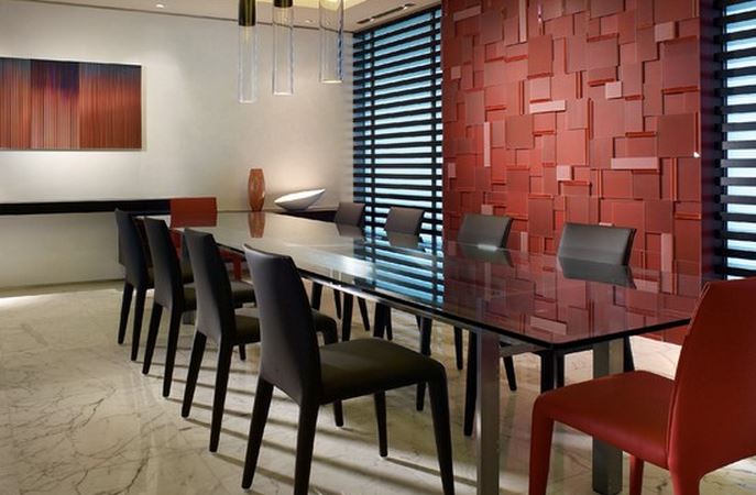 salle a manger rouge et noire