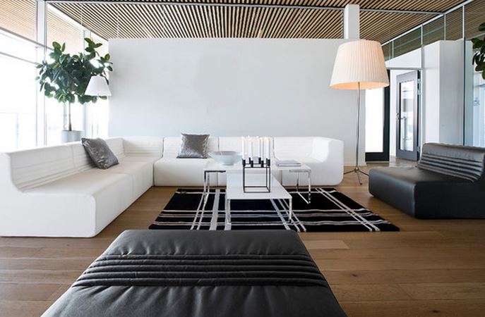 canapé moderne noir et blanc