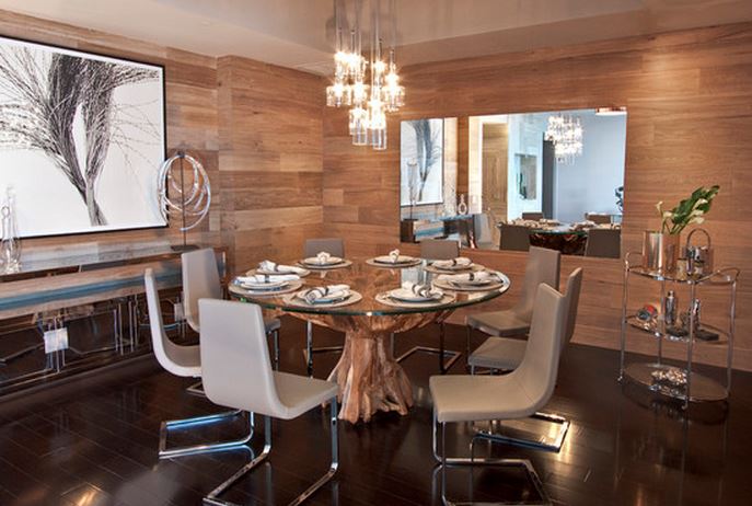 table de salle à manger moderne en verre