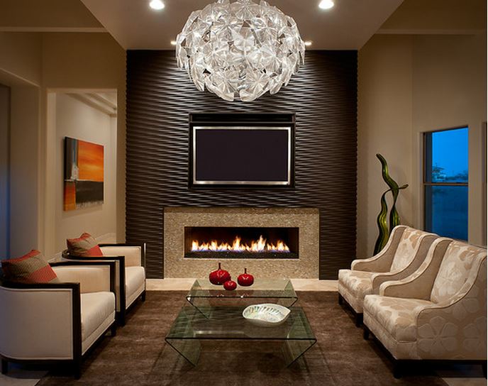 salon avec cheminée moderne