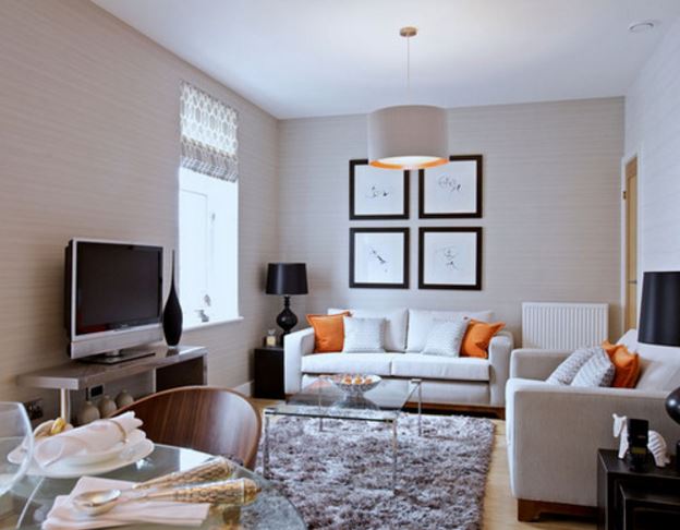 petit salon moderne avec télé